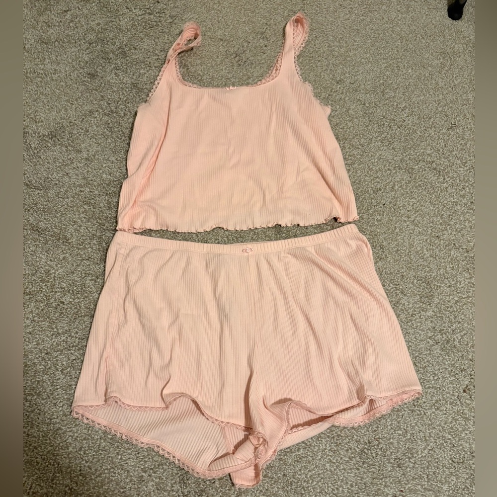 Old Navy Light Pink Ribbed Tank & Shorts Sleep Set